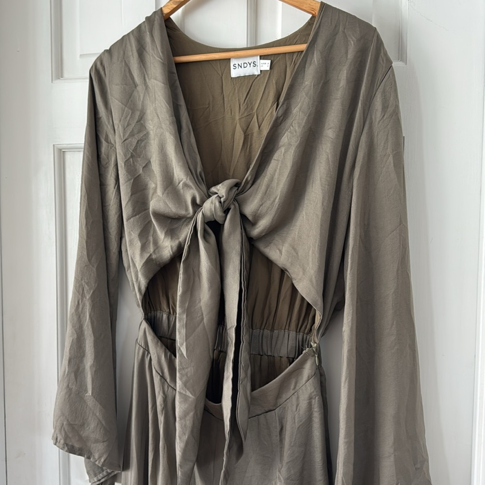 SNDYS Olive Green Tie-Front Jumpsuit